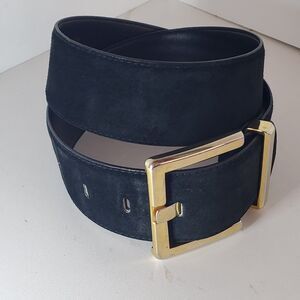 Vintage Petite Sophisticate Womens Sz M Black Suede Wide Belt 27"-31" Chic City